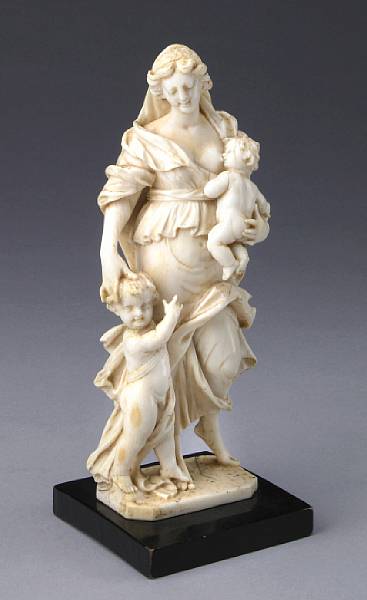 Appraisal: A Baroque carved ivory figure of woman with two children