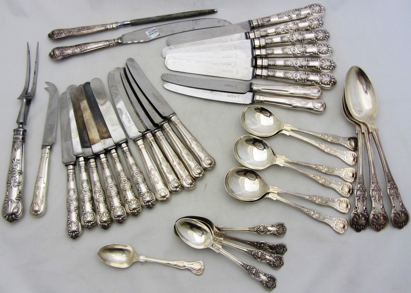 Appraisal: A plated fiddle pattern part table service comprising six tablespoons