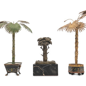 Appraisal: Two Cast Metal Models of Palm Trees and a Bronze