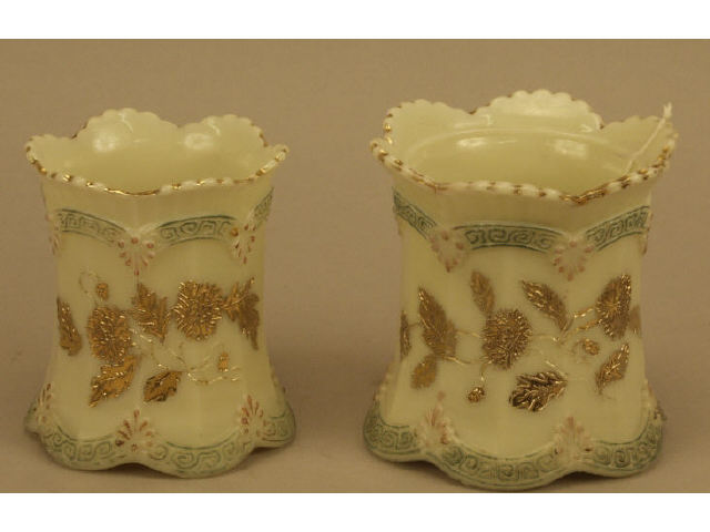 Appraisal: Collection of original Northwood custard glass vases or spooners in