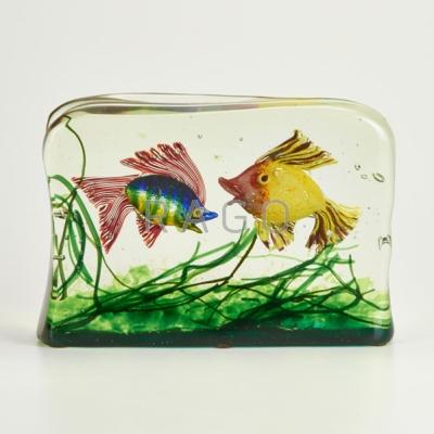 Appraisal: CENEDESE Glass aquarium block sculpture s Numbered x x Condition