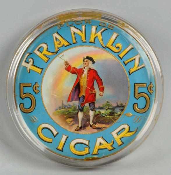 Appraisal: Franklin Cigar Glass Change Receiver Circa Cardboard sign is deeply