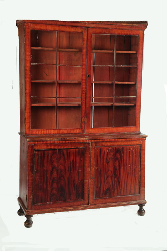 Appraisal: DECORATED STEPBACK CUPBOARD Attributed to the Shenandoah Valley of Virginia