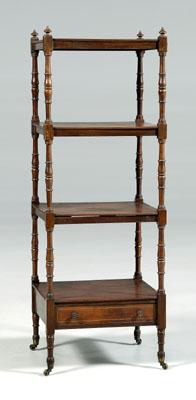 Appraisal: Georgian inlaid mahogany etagere four mahogany and line inlaid shelves