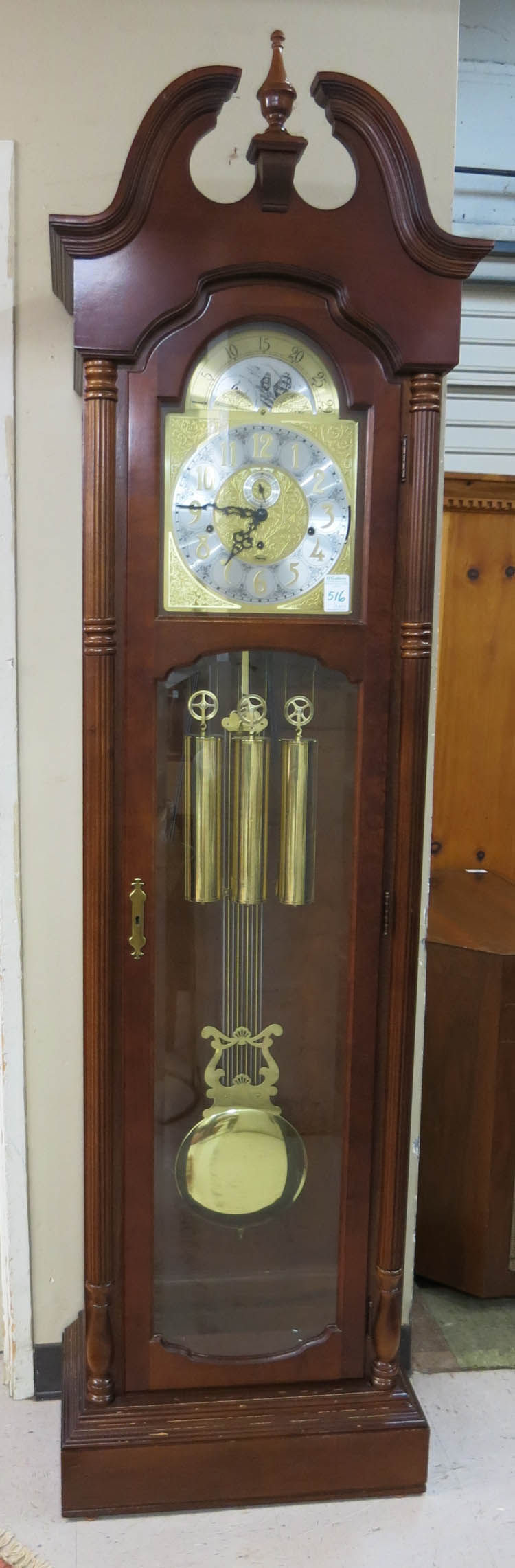 Appraisal: THREE-WEIGHT TALL CASE FLOOR CLOCK Ridgeway Clock Co serial manufactured