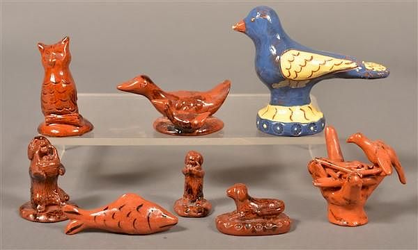 Appraisal: Eight Breininger Pottery Molded Animal figures Eight Breininger Pottery Molded