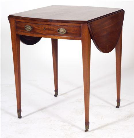 Appraisal: REGENCY MAHOGANY PEMBROKE TABLE the oval dropleaf cross-banded top above