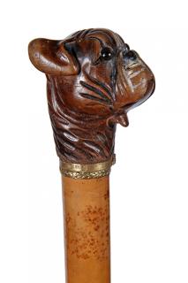 Appraisal: Pug Glove Holder Cane- Ca - A working lower-jaw which