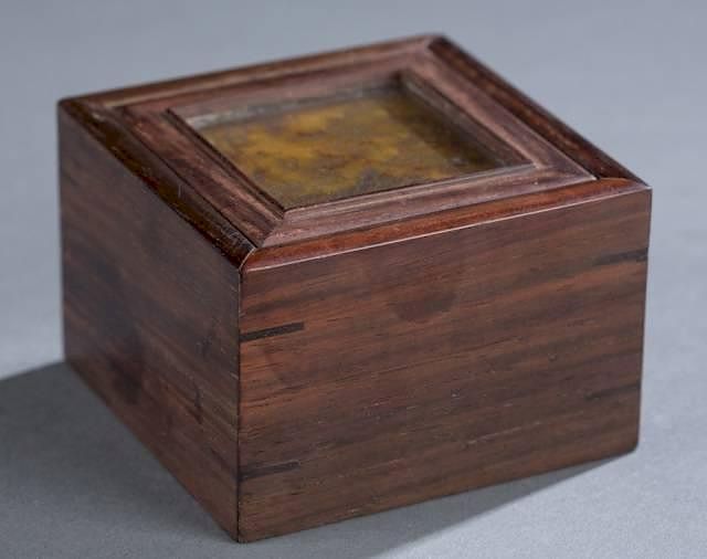 Appraisal: Chinese soapstone seal in rosewood box A Chinese soapstone seal