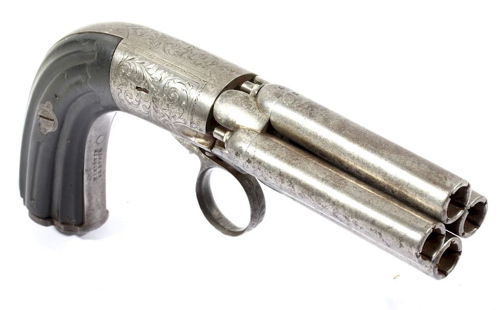 Appraisal: Mariette Brevete Belgian Pepperbox Revolver c Offered for auction in