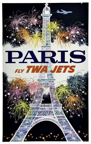 Appraisal: DAVID KLEIN PARIS FLY TWA JETS x inches Condition B