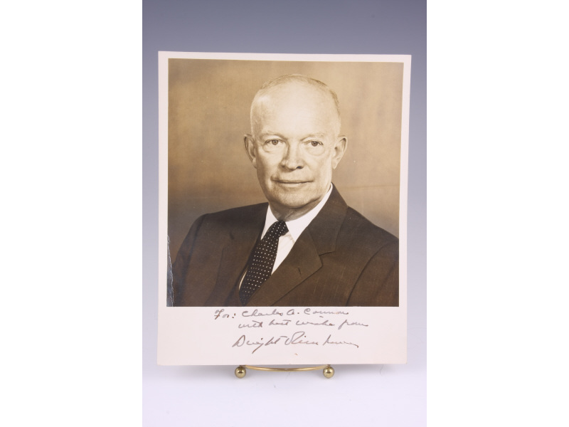 Appraisal: President Dwight D Eisenhower Signed Photograph black and white portrait