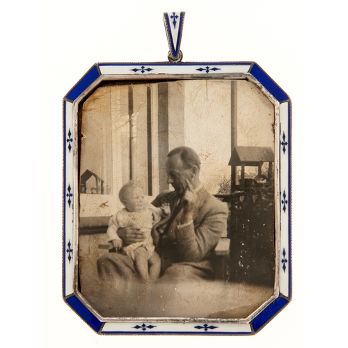 Appraisal: A Continental silver and blue and white enamel miniature frame