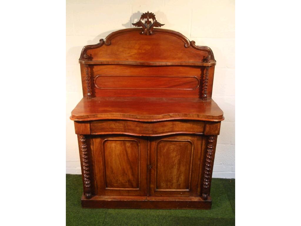 Appraisal: A Victorian mahogany chiffonier with barleytwist supports cm wide