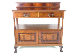 Appraisal: A mahogany breakfront sideboard th century the raised back above