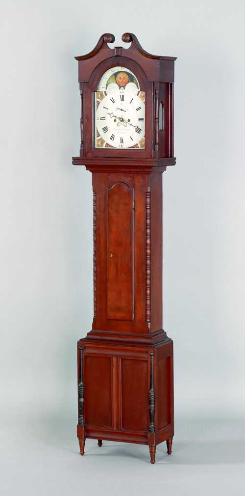 Appraisal: Lebanon Pennsylvania cherry tall case clock ca the broken arch