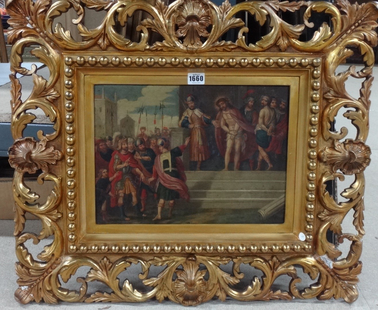 Appraisal: Flemish School th century Christ before Pontius Pilate oil on