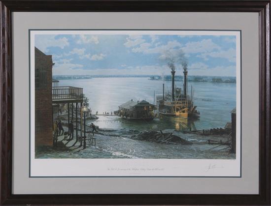 Appraisal: John Stobart British b NATCHEZ lithograph framed signed and numbered