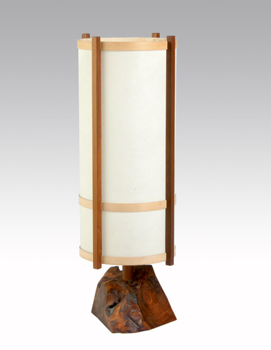 Appraisal: GEORGE NAKASHIMA Single-socket table lamp on burl wood base From