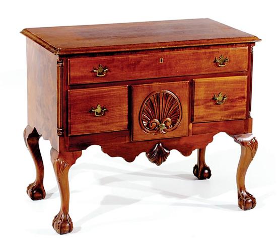 Appraisal: Georgian style carved mahogany lowboy late th century rectangular top