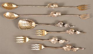 Appraisal: Gorham Sterling Silver Olive spoons and forks Six Gorham Mfg