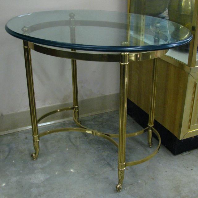 Appraisal: Brass End Table with Glass Top