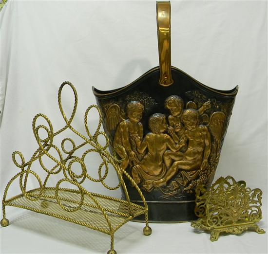 Appraisal: Bradley Hubbard brass letter rack and a gilt metal magazine