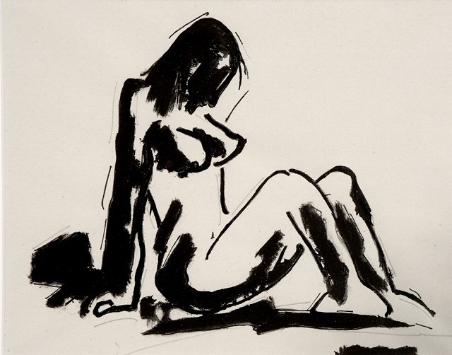 Appraisal: JOSEPH HERMAN - A seated female nude apparently signed verso