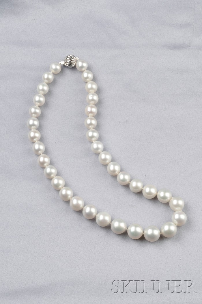 Appraisal: South Sea Pearl Necklace composed of thirty-five pearls graduating in