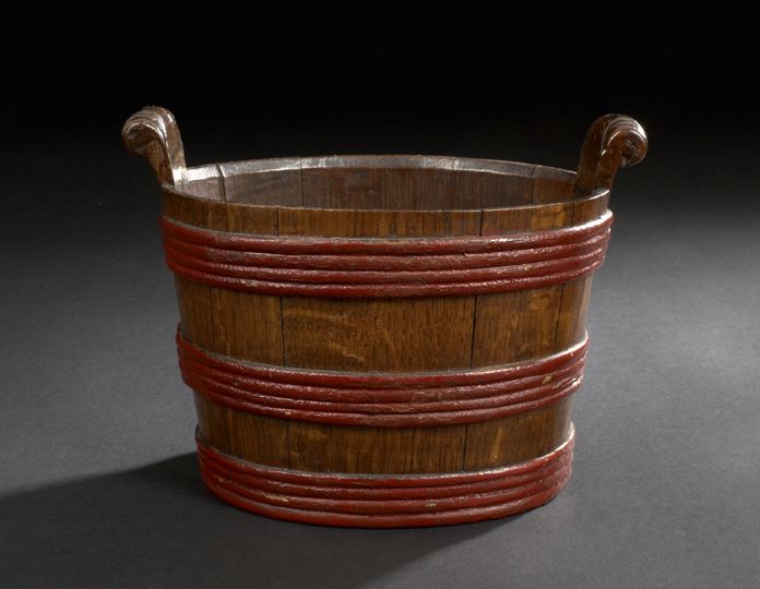 Appraisal: Small English Oak Bucket early th century of tapering oval