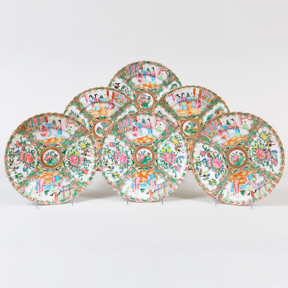 Appraisal: Set of Six Chinese Export Porcelain Rose Medallion Plates in