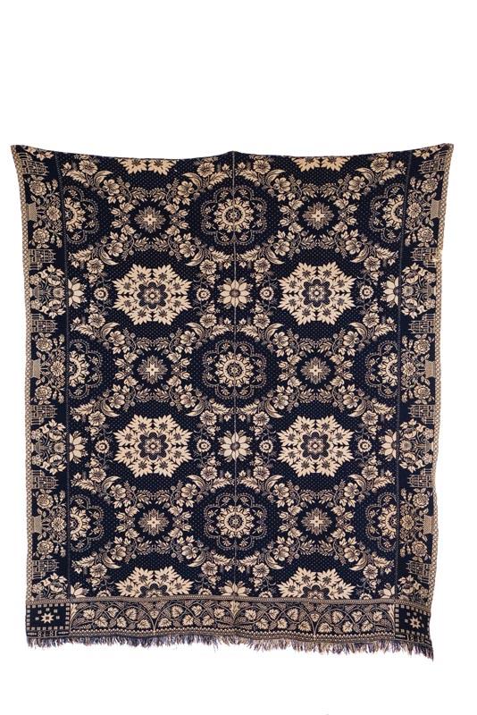 Appraisal: INDIANA JACQUARD COVERLET Samuel Stinger Carthage Rush County Indiana wool