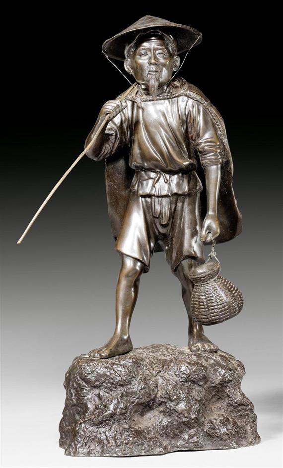 Appraisal: A FINE BRONZE FIGURE OF A CRAB CATCHER WALKING HOME