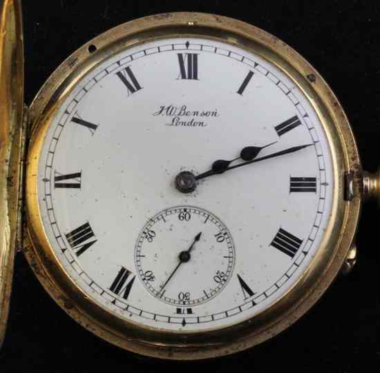 Appraisal: An Edwardian ct gold half hunter keyless lever pocket watch