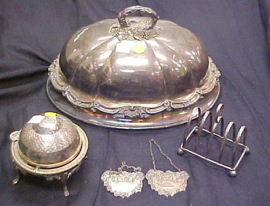 Appraisal: Silverplate including a large food dome with foliate grape and