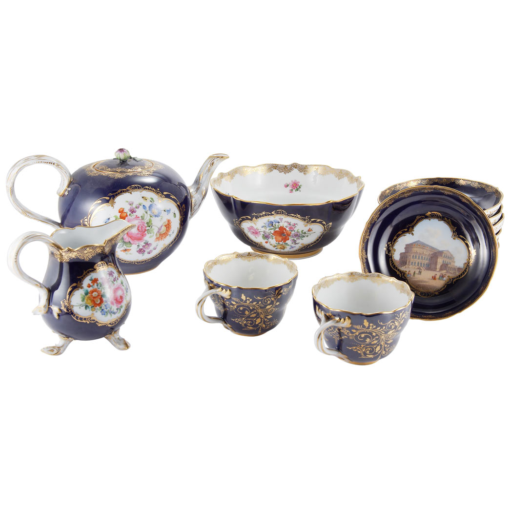 Appraisal: Meissen Porcelain Tea Service Comprising a teapot covered sugar bowl