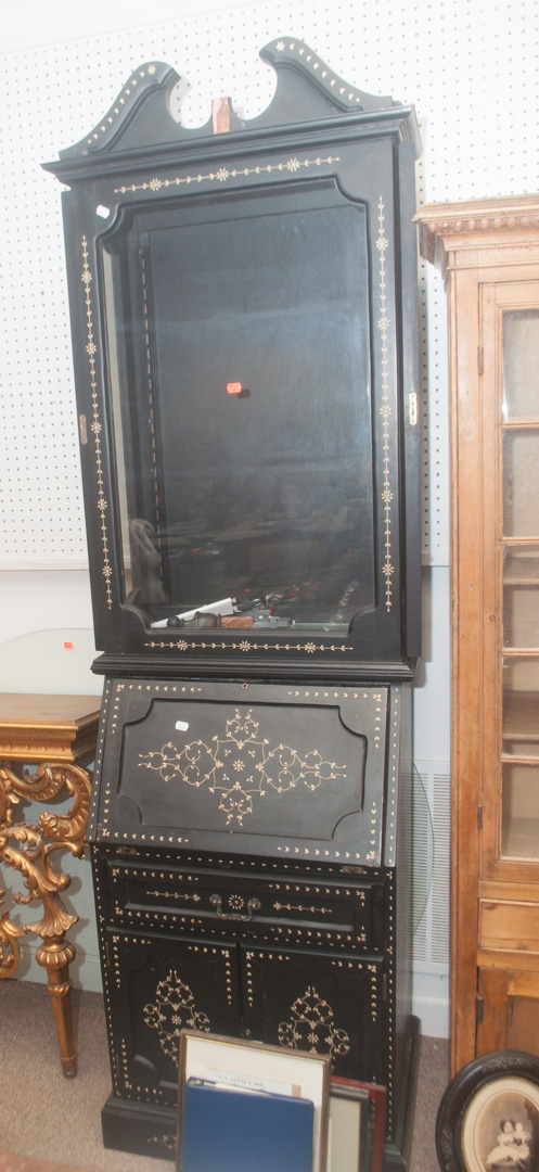 Appraisal: Contemporary ebonized secretary bookcase Undernumber