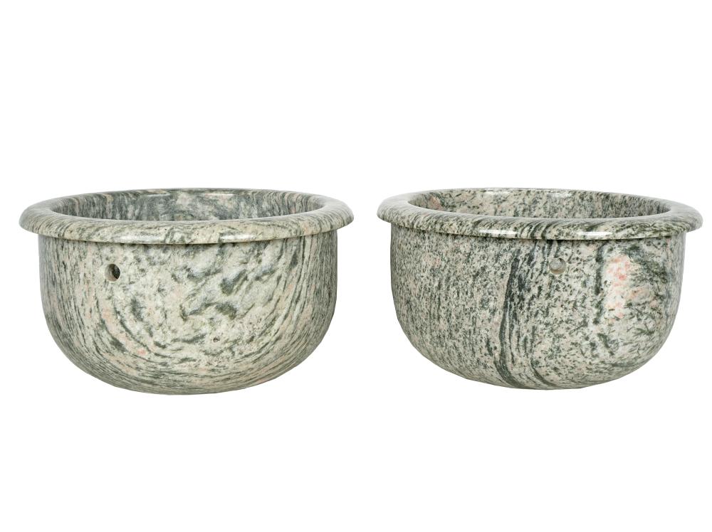 Appraisal: PAIR OF MARBLE PLANTERS th century Condition drilled inches diameter