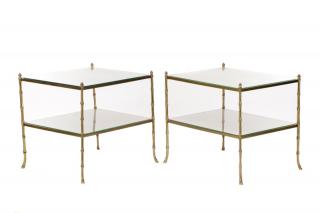 Appraisal: Pair of Maison Bagues Attr Bamboo Motif Tables Attributed to