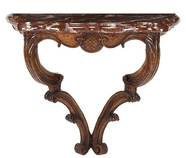 Appraisal: A Louis XV walnut console d'applique mid th century The