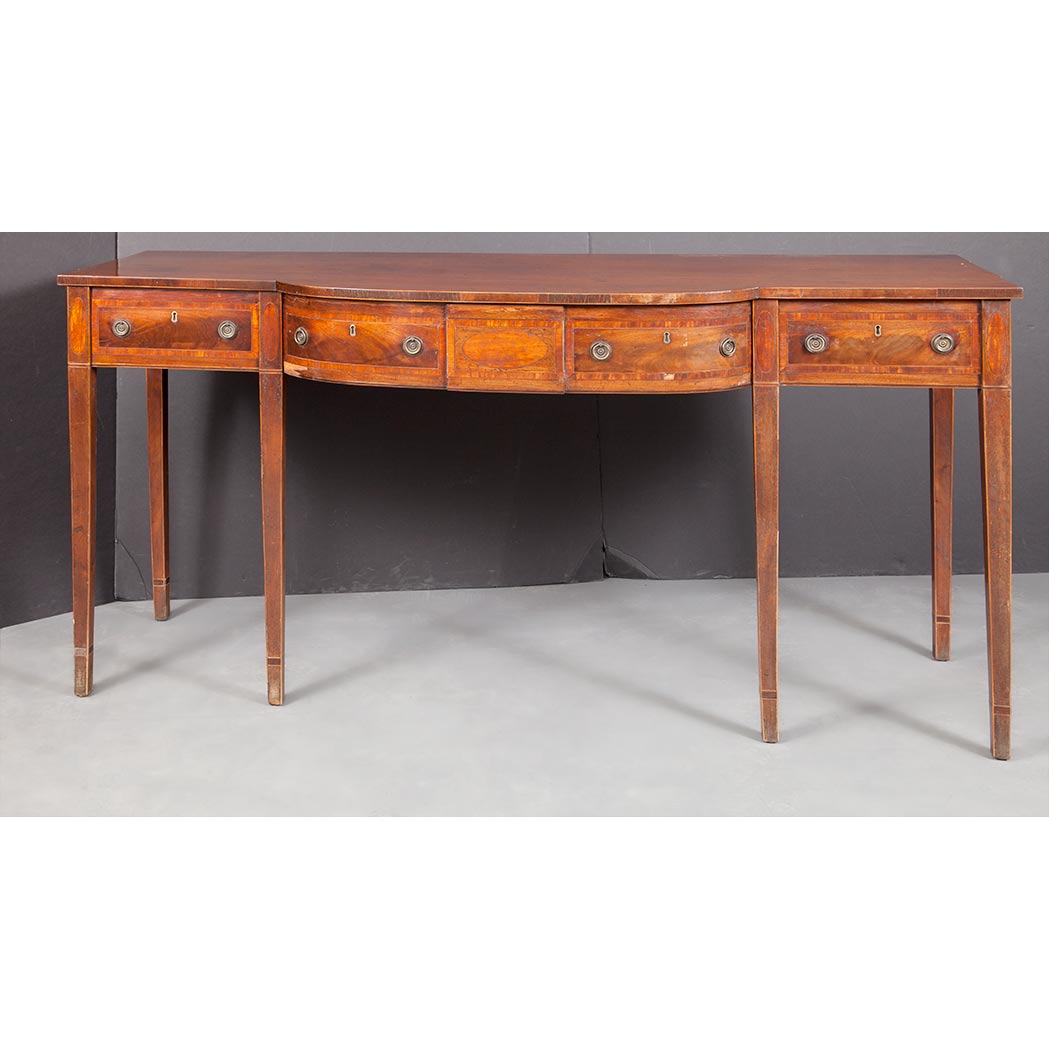 Appraisal: George III Style Mahogany Sideboard The rectangular top with bowed