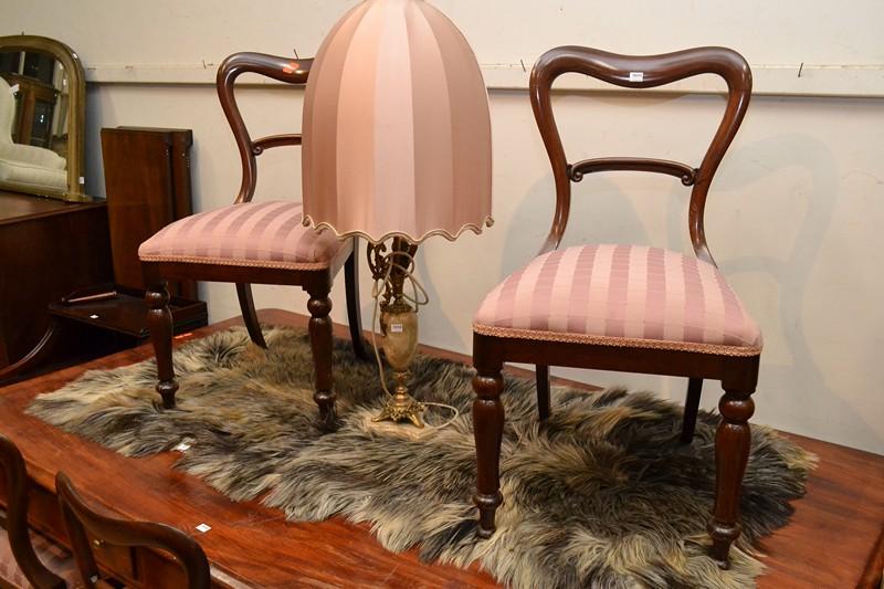 Appraisal: FIVE VICTORIAN MAHOGANY KIDNEY SHAPED BACK DINING CHAIRS FIVE VICTORIAN