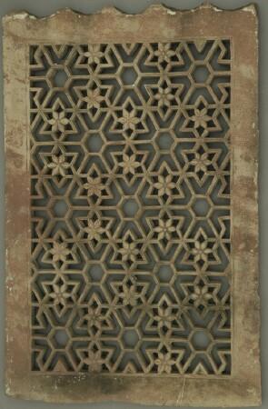 Appraisal: Indian Carved and Pierced Red Sandstone Jali Screen in x