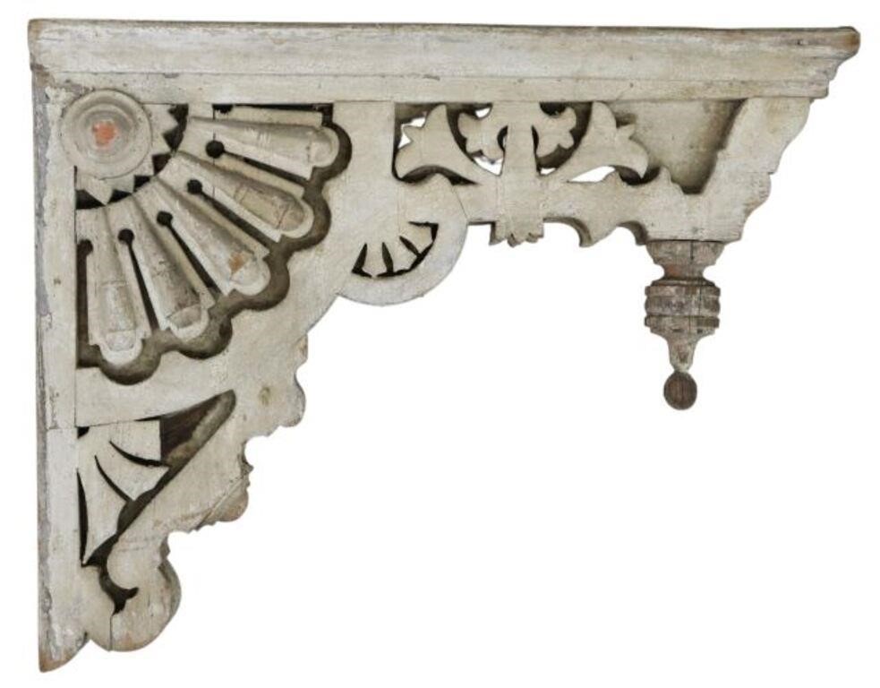 Appraisal: Architectural carved wood corbel wall bracket scrolled edge over various