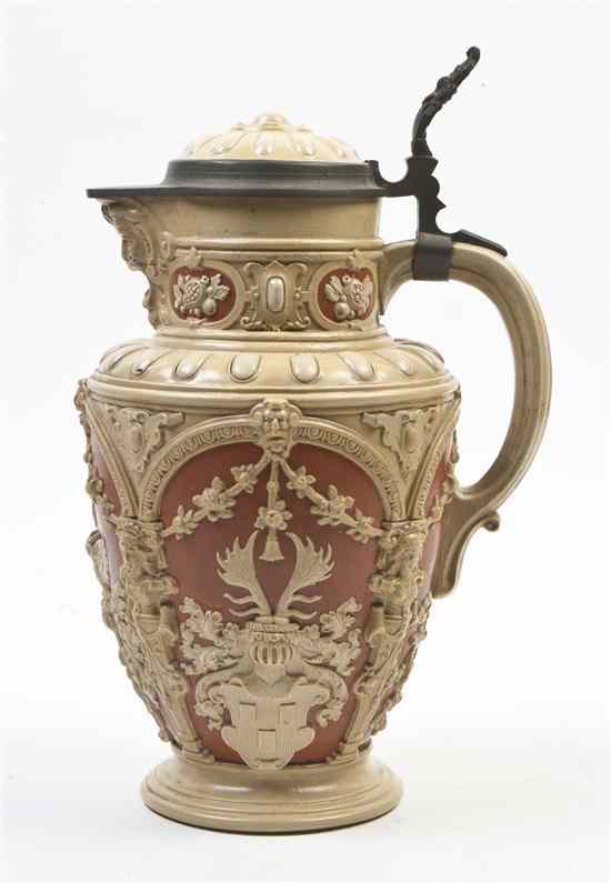 Appraisal: A German Ceramic Ewer Villeroy and Boch of baluster form