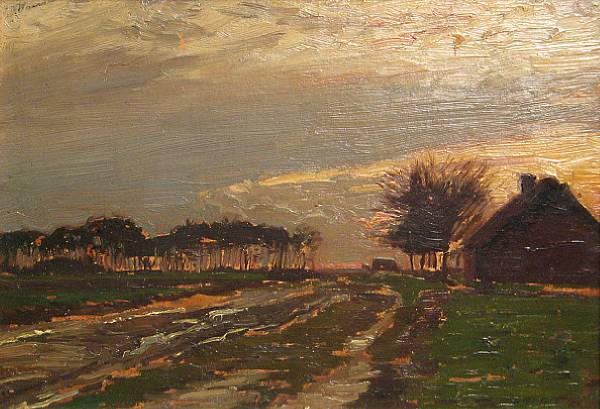 Appraisal: Alexander Warshawsky American - Landscape at sunset signed 'A Warshawsky'