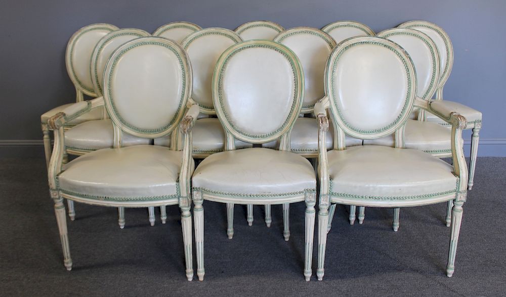 Appraisal: Quality Louis XV Style Painted And Upholstered Chairs From a