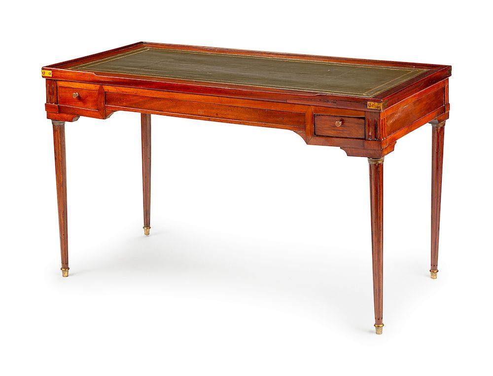 Appraisal: A Louis XVI Tooled-Leather Upholstered Mahogany Tric-Trac Table A Louis