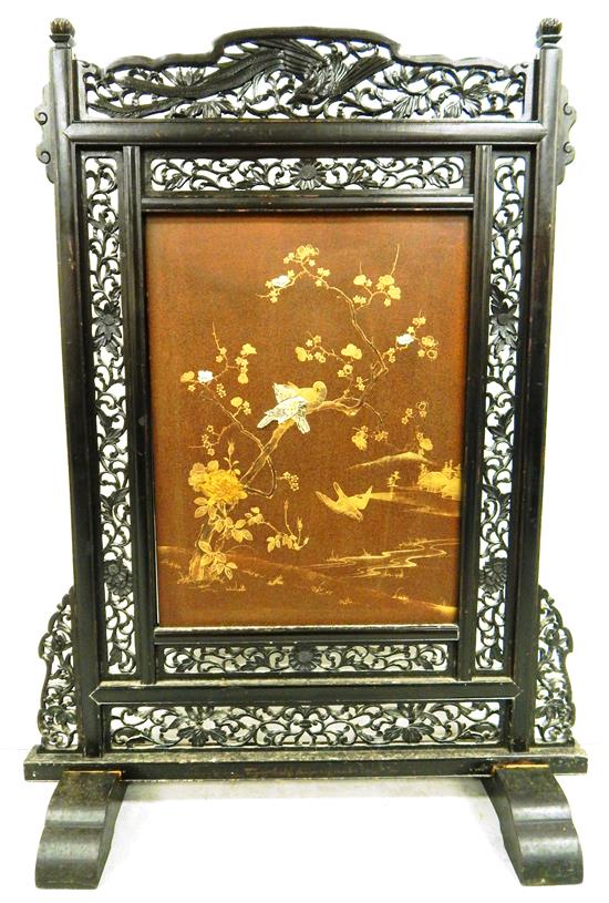 Appraisal: ASIAN Early th C Chinese lacquered screen single panel carved