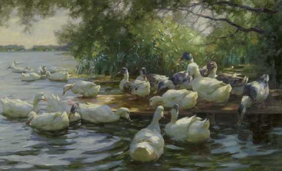 Appraisal: KOESTER ALEXANDER Bergneustadt - Munich Ducks under some trees Oil